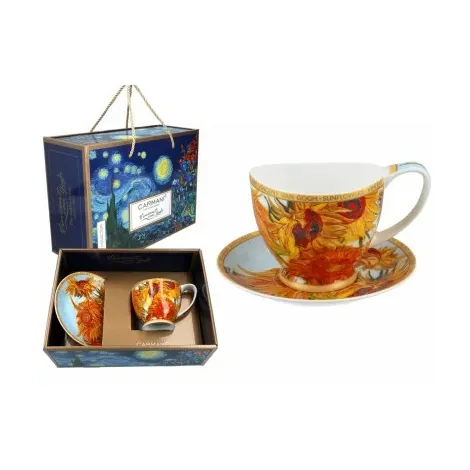 Filiżanka Big Vanessa Carmani 350ml ze spodkiem - V. van Gogh, Słoneczniki